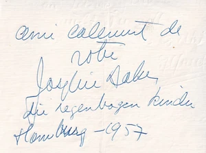 Josephine Baker - Blatt - original signiert "Hamburg 1957" - Bild 1 von 1
