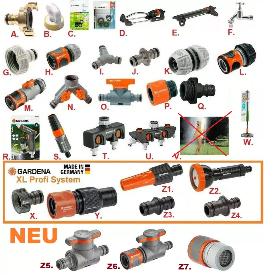 Gardena Anschlußstücke Kupplung Wasserstop Sprenger Brause Spritze Verteiler etc - Bild 1 von 1