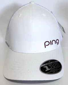 Sombrero de golf PING malla de esquina Flex Fit Tech 110 blanco ajustable Snapback - Imagen 1 de 5