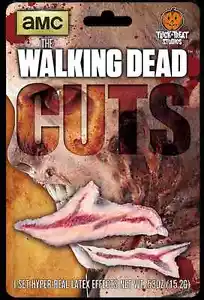Paquete de 2 cortes maquillaje de zombie prótesis de maquillaje de látex con licencia de The Walking Dead - Imagen 1 de 1