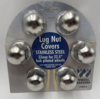 Wheel Masters 33mm Acero Inoxidable 22.5" Buje Piloto Ruedas Paquete de 6 Cubiertas Foto 1 de 2