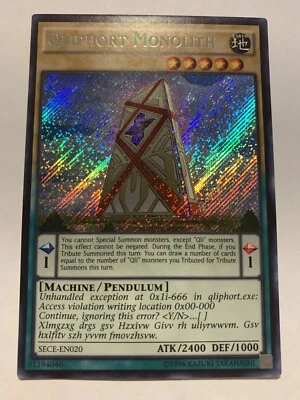 Yu-Gi-Oh! Qliphort Monolith SECE-EN020 Secret Rare MP/HP (see photos) - Image 1 of 4