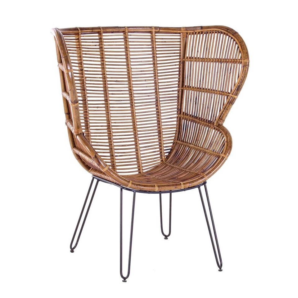 poltrona design rattan vimini etnico moderno poltroncina seduta sedia poltrone - Immagine 1 di 1