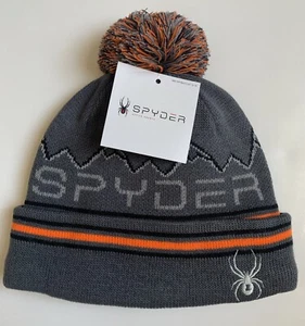 Spyder Kleinkind Jungen Ebenholz/Orange Eisbox Fleece gefütterte Bommelmütze Neu mit Etikett - Bild 1 von 5