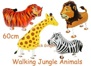 Walking Lion Giraffe Tiger Zebra Balloon Jungle Zoo Animals Helium Decoration - Picture 1 of 15