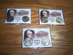 3 Sets Buffalo Nickels Uncirculated With Snap Case 2005 Buffalo Nickel Lot - Picture 1 of 8