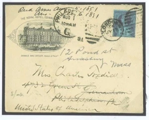  Great Britain 1891 Edinburgh Royal Hotel Advert Scott Monument/Forwarded G142a - Picture 1 of 2