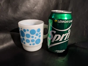 Vintage Anchor Hocking Fire King Blue Polka Dot Stacking Coffee Mug - Picture 1 of 8