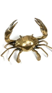 MUD CRAB solid hollow brass aged heavy decoration 25 cm hand made statue B - Picture 1 of 9