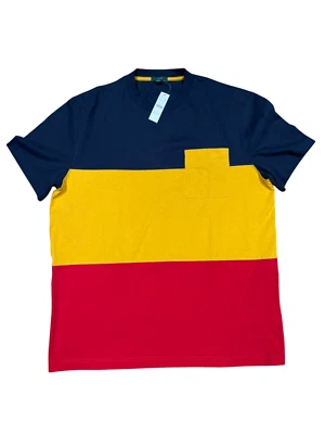 Camiseta J.Crew amarilla roja y azul marino a rayas manga corta para hombre talla grande Foto 1 de 3