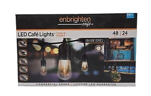 Enbrighten 35631 24Bulbs 48ft Outdoor/Indoor Blk Vintage LED String Lights
