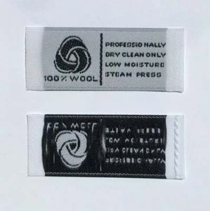 100 pcs WOVEN CLOTHING SEWING GARMENT WOMEN LABEL SIZE TAGS - 100% WOOL - Picture 1 of 1