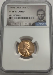 1970 S NGC PF68 RD Cameo Large Date Red Proof Lincoln Memorial Penny 1c Portrait - Picture 1 of 3