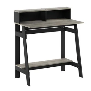 Furinno Simplistic A Frame Computer Desk, Black/French Oak Grey A-frame Design - Picture 1 of 8