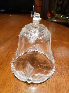 Clear Glass Bell with Ribbon and Holly Design. No Clapper  - Picture 1 of 5
