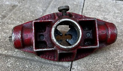 Roscador de cachimbo vintage com conjunto de moldes e guia de 1/2" - massa Greenfield. EUA - Imagem 1 de 4