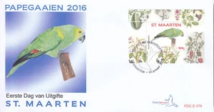 Sint Maarten Issue FDC 2016 (79) Birds - Parrots - Picture 1 of 1