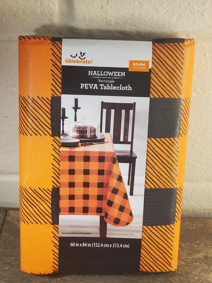 Halloween Vinyl Tablecloth 60in X 84 in Pumpkins