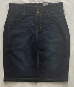 APT 9 Tummy Control Denim Pencil Skirt Size 4 Dark Wash Stretch Pockets NWT - Picture 1 of 5