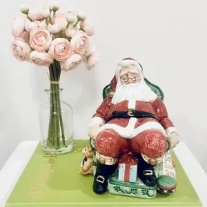 Fitz And Floyd Old Fashioned Christmas Sleeping Santa Cookie Jar Candy Dish Vtg - Picture 1 of 9