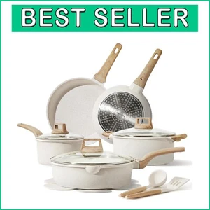 Elegant 14-Piece Nonstick Cookware Set: PFOA Free & Induction Compatible - Picture 1 of 8