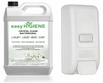 EASYHYGIENE Crystal Clear 5L BAC Liquid Hand Soap Liquid Hand Soap DISPENSER Wall Mounted 5