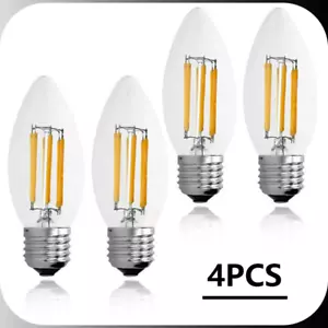 4PCS E27 6W 220V Screwed LED Candle Bulb Filament Bulb Bulb Candle Warm White - Picture 1 of 4