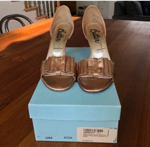Butter Womens Open Toe D'Orsay Bow Rose Gold Metallic Leather Heels Shoes Size 8 - Picture 1 of 4