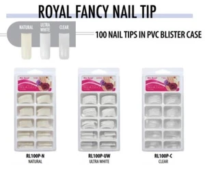 Mia Secret Nail Tips Royal Fancy BLISTER -Natural+ Ultra White +Clear (100 TIPS) - Picture 1 of 2