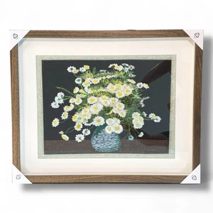 Daisies Embroidery Art Framed 20”x16” - Picture 1 of 3