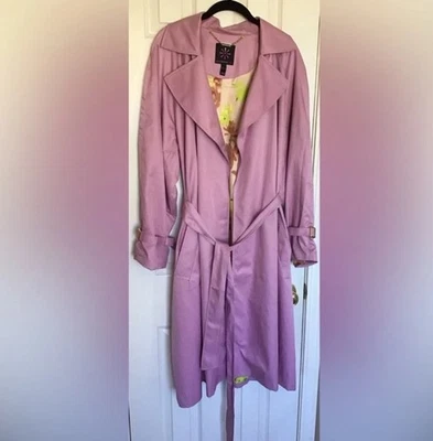 Isaac Mizrahi Rosa Cinturón Trench/Lluvia Abrigo Floral Estampado Forro Chaqueta Talla XL Foto 1 de 4