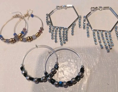 ALEX & ANI 3 pares de pendientes de aro sin fin de vidrio nuevos con etiquetas Foto 1 de 4