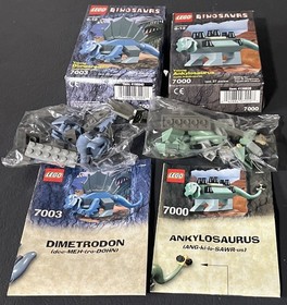 Vtg Lot Of 2 Lego Dinosaurs &ldquo;Dimetrodon&rdquo; & &ldquo;Ankylosaurus&rdquo; Sealed Bags W/Boxes