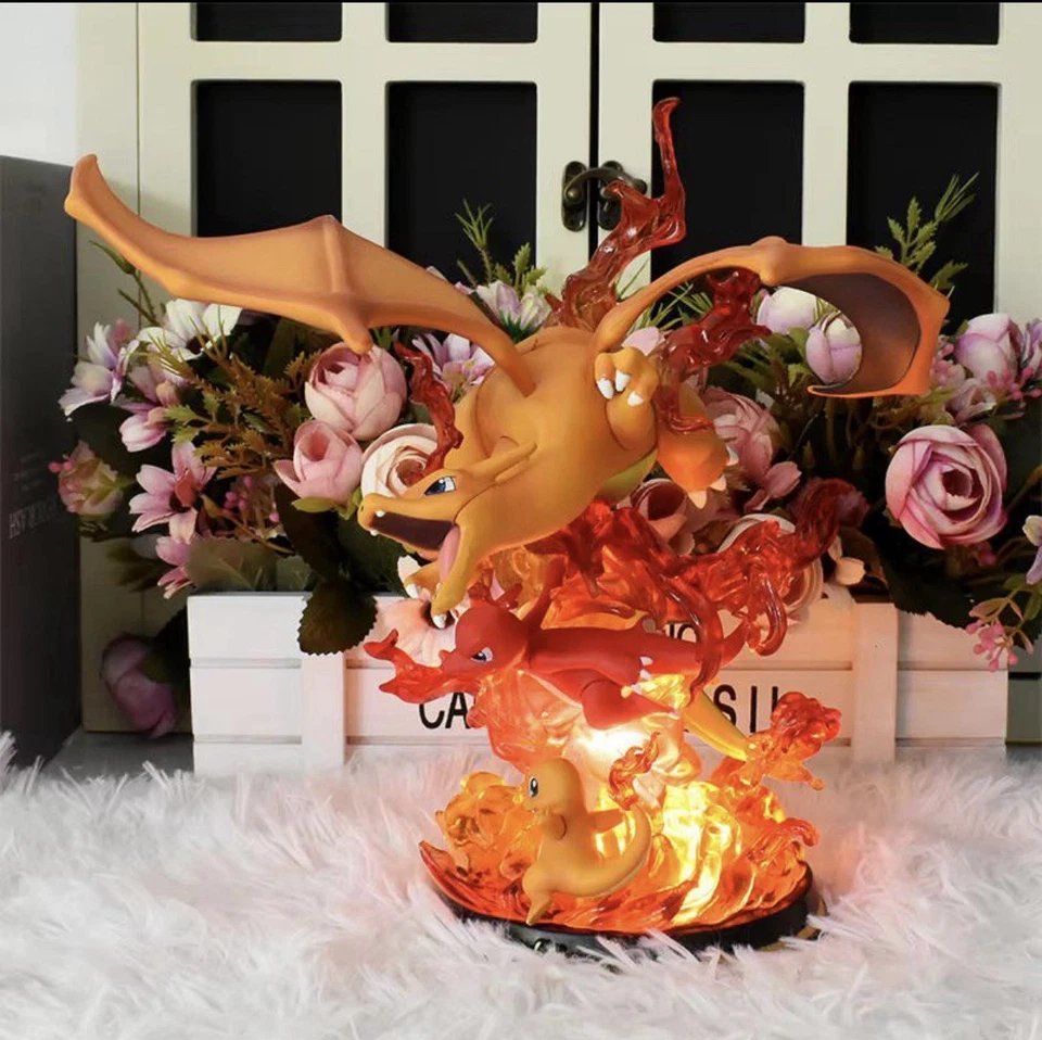Novo Pokemon Evolution Luminous LED Charizard Charmander Charmeleon Figura Estátua - Imagem 1 de 4