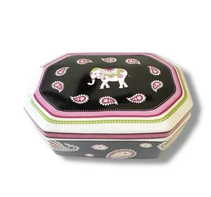 Vera Bradley My Home Collection Pink Elephants Andrea by Sadek Trinket Box Rare - Picture 1 of 14