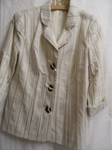 Blazer Damen, 3/4 Arm, hell mit Muster, elegant, BW/ Leinen - Bild 1 von 11