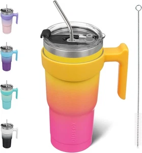 Vaso de 20 oz con mango y pajita aislado de acero inoxidable - Imagen 1 de 5