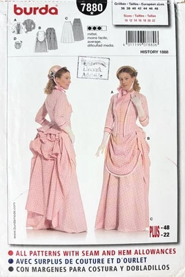 Burda Sewing Pattern 7880 Misses Skirt Blouse History Costume Size Sizes 10-22 - Image 1 of 2