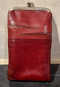 Portamonete/portasigarette Princess Gardner pelle bovina pieno fiore bordeaux retrò - Foto 1 di 18