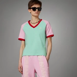 Camiseta Adidas Años 70 Cuello en V Cali PVP £38 Adicolor Originales Para Mujer XS S M L XL - Imagen 1 de 10
