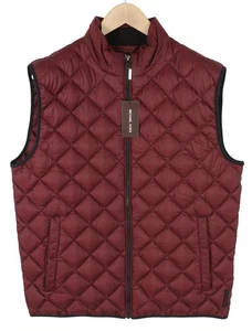 MICHAEL KORS Men Waistcoat L Burgundy Quilted Insulated Full Zip Vest RRP199 * - Picture 1 of 11