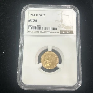 SASA 1914-D Oro 2,5 Indiano Ngc Au58 - Foto 1 di 5