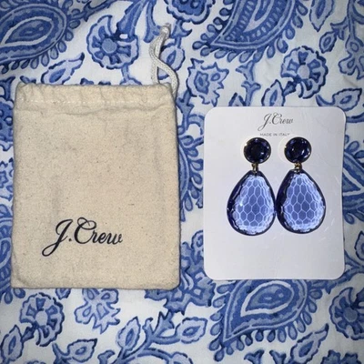 НОВЫЙ! J. Crew Kyra синий стекла и латуни падение заявление серьги $69,50 - Изображение 1 из 4