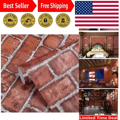 Papel de contato tijolo falso 17,7x196,9 pol. - Solução de decoração elegante faça você mesmo - Imagem 1 de 4