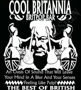 Britpop T-Shirt Oasis Blur Pulp The 90's Best Of British Churchill UK Festival - Picture 1 of 7