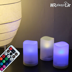 3Pcs LED Candle Light Flameless Wax Pillar Flickering Candles Color Changing