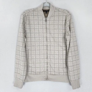 Giacca Banana Republic uomo piccola marrone chiaro finestrino plaid full zip maglia leggera - Foto 1 di 15