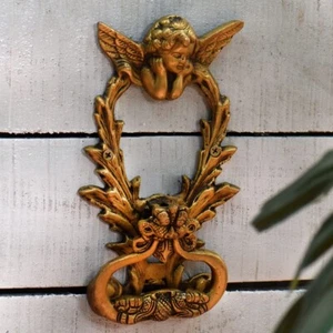 Brass Cherub with Dragon Face Door Knocker - Royal Touch Door Decoration - Gold - Picture 1 of 12