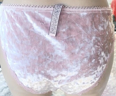 Victorias secret L Rare Vintage Crushed Velvet🌹rose Pink Panty Bikini Brief  - Image 1 of 2