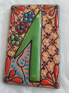 Mexican Talavera Mission Tile Address House Condo Apt Number 1 One New Colorful  - Picture 1 of 6